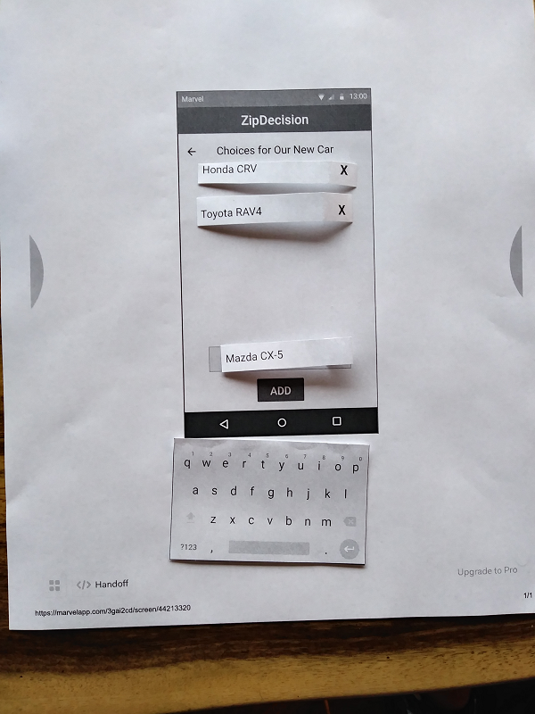 User testing with a paper prototype